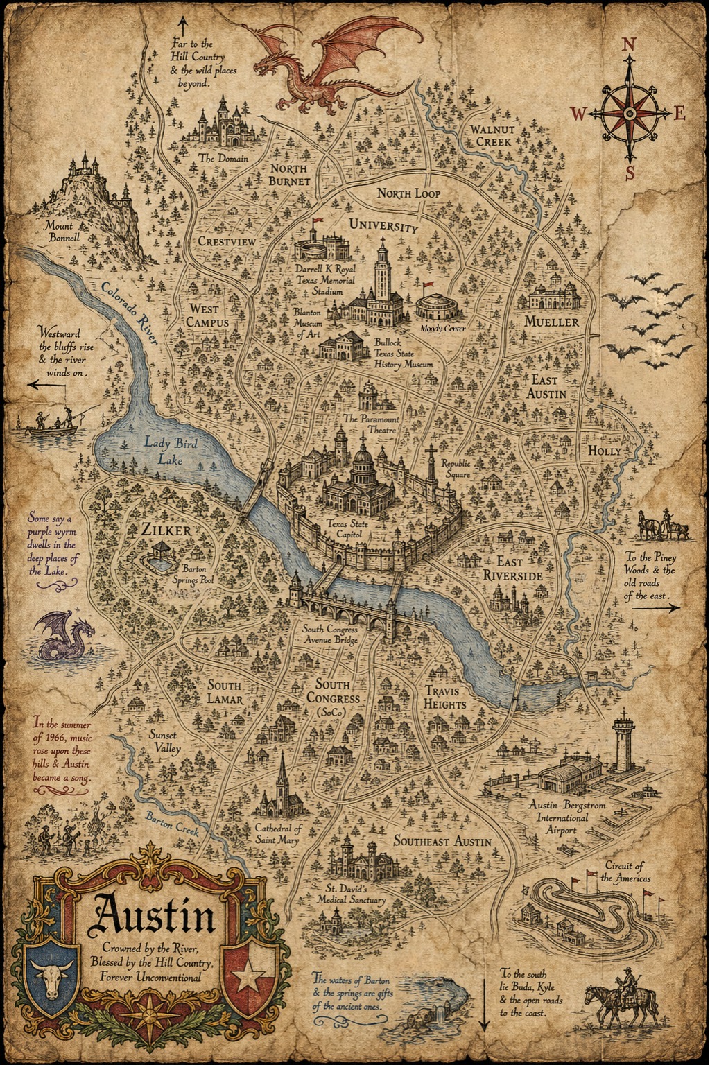 Fantasy map of Austin, TX