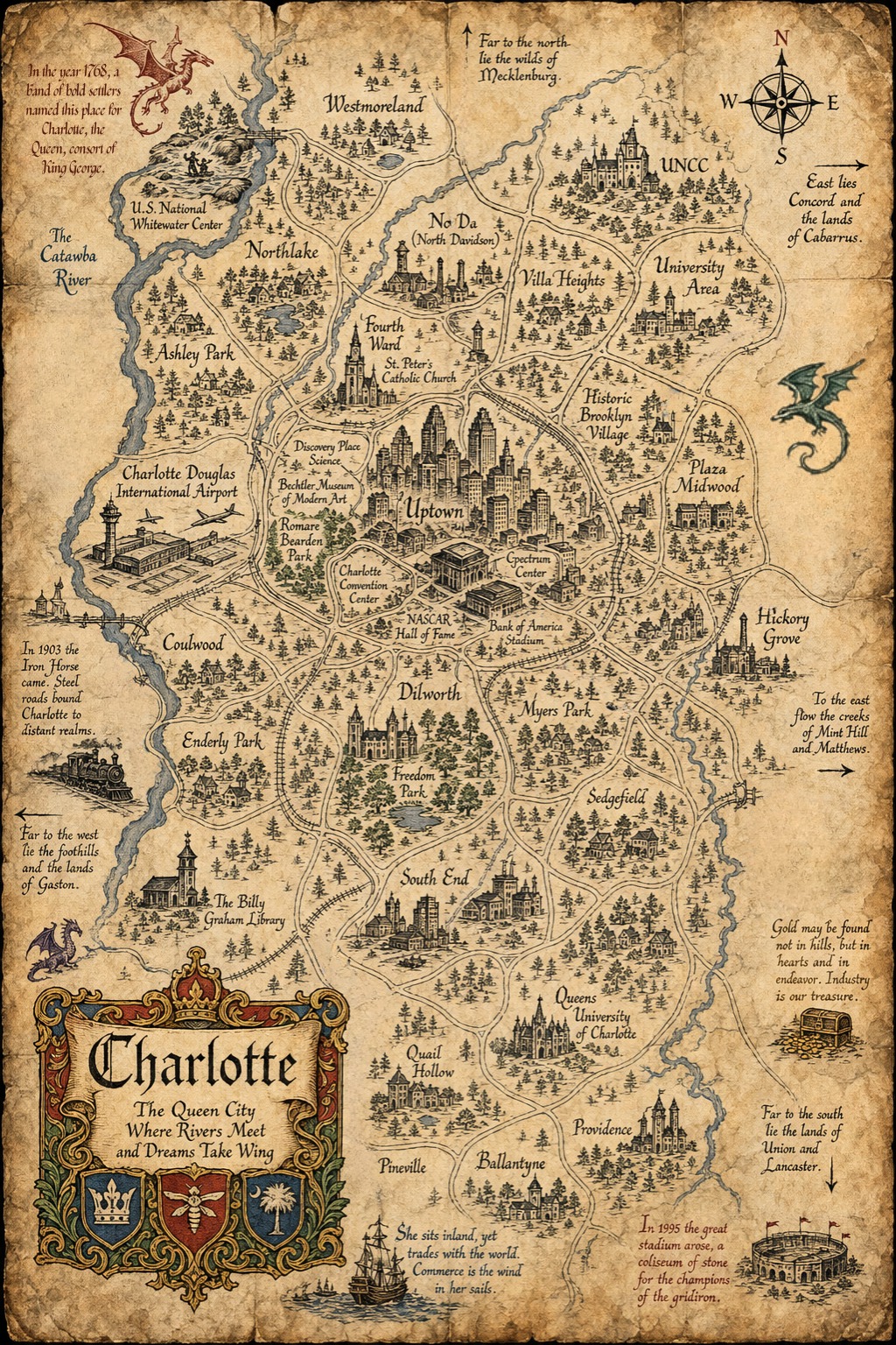 Fantasy map of Charlotte, NC