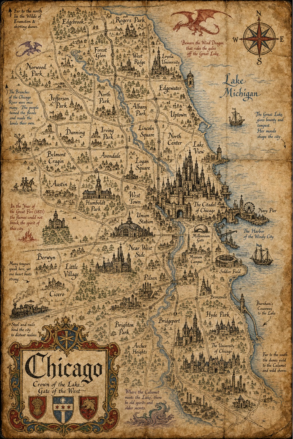 Fantasy map of Chicago, IL