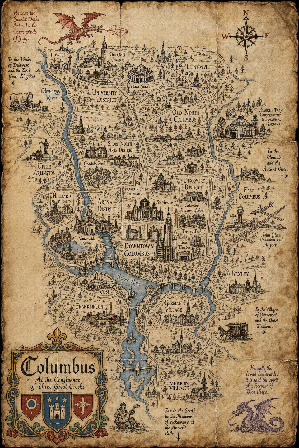 Fantasy map of Columbus, OH