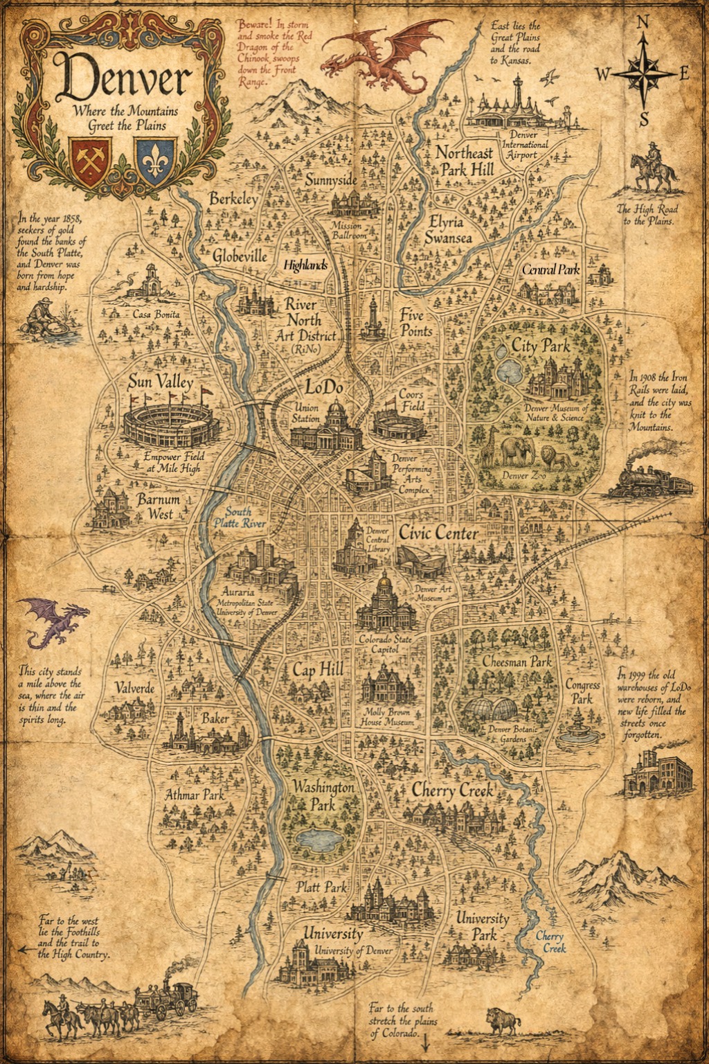 Fantasy map of Denver, CO