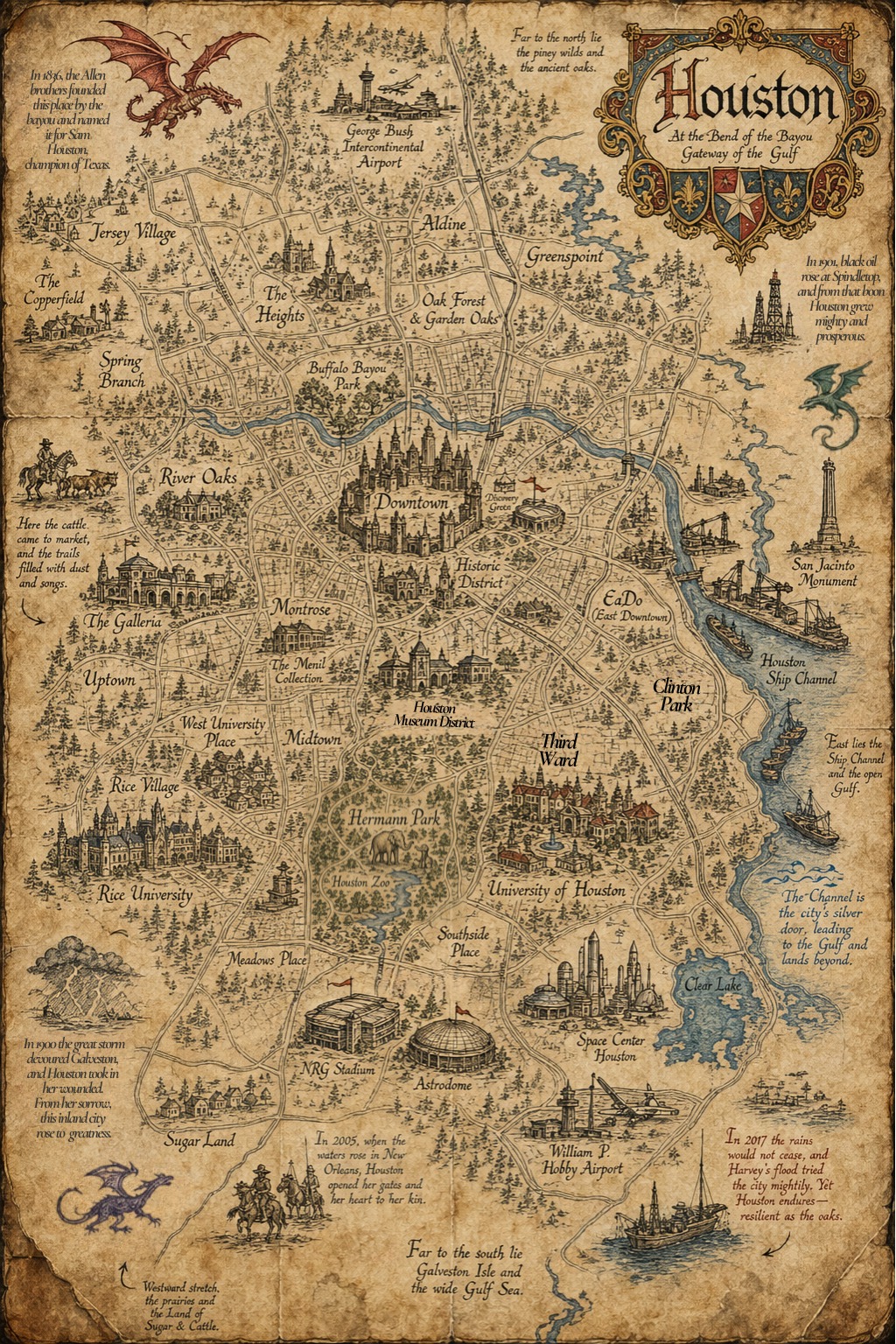 Fantasy map of Houston, TX