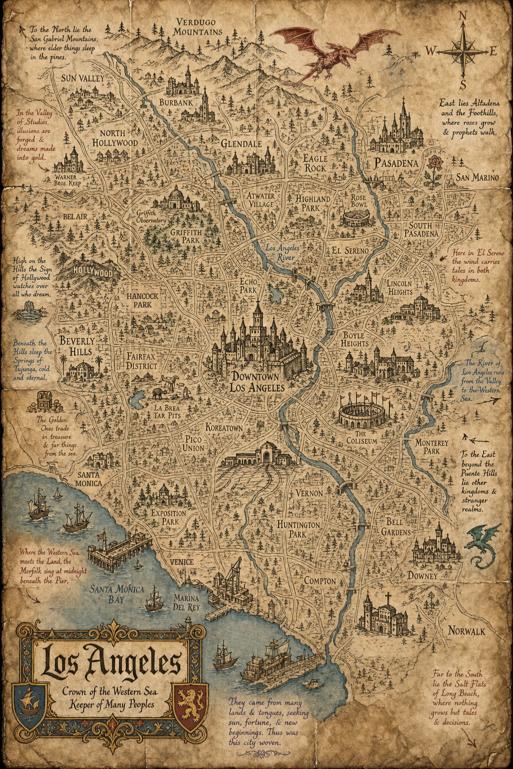 Fantasy map of Los Angeles, CA