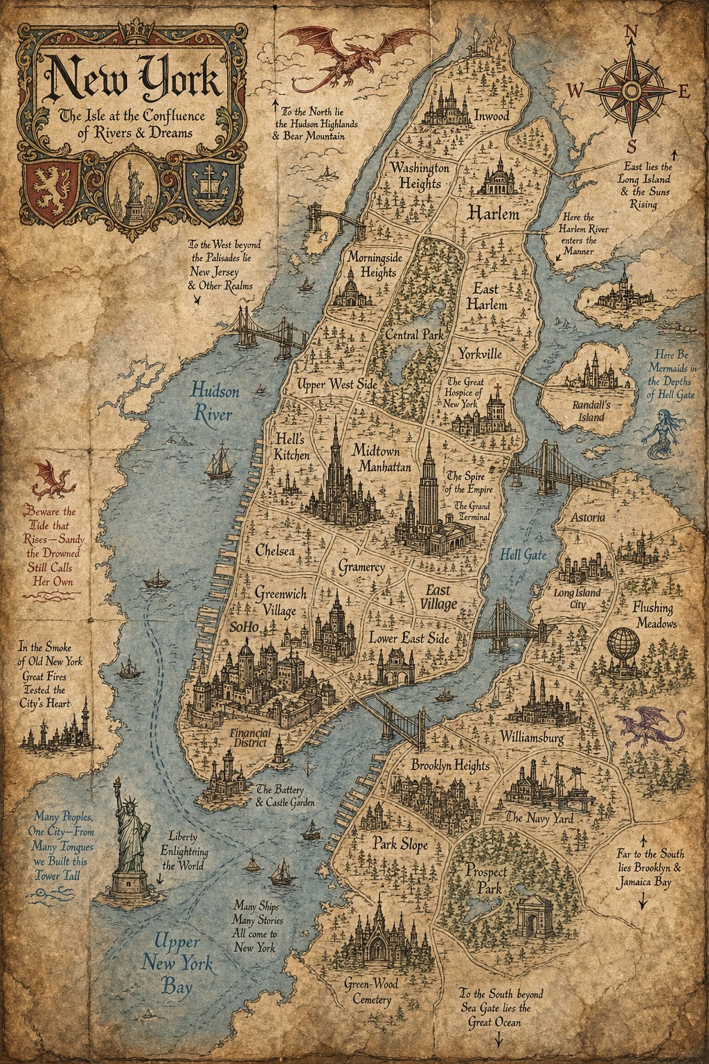 Fantasy map of New York, NY