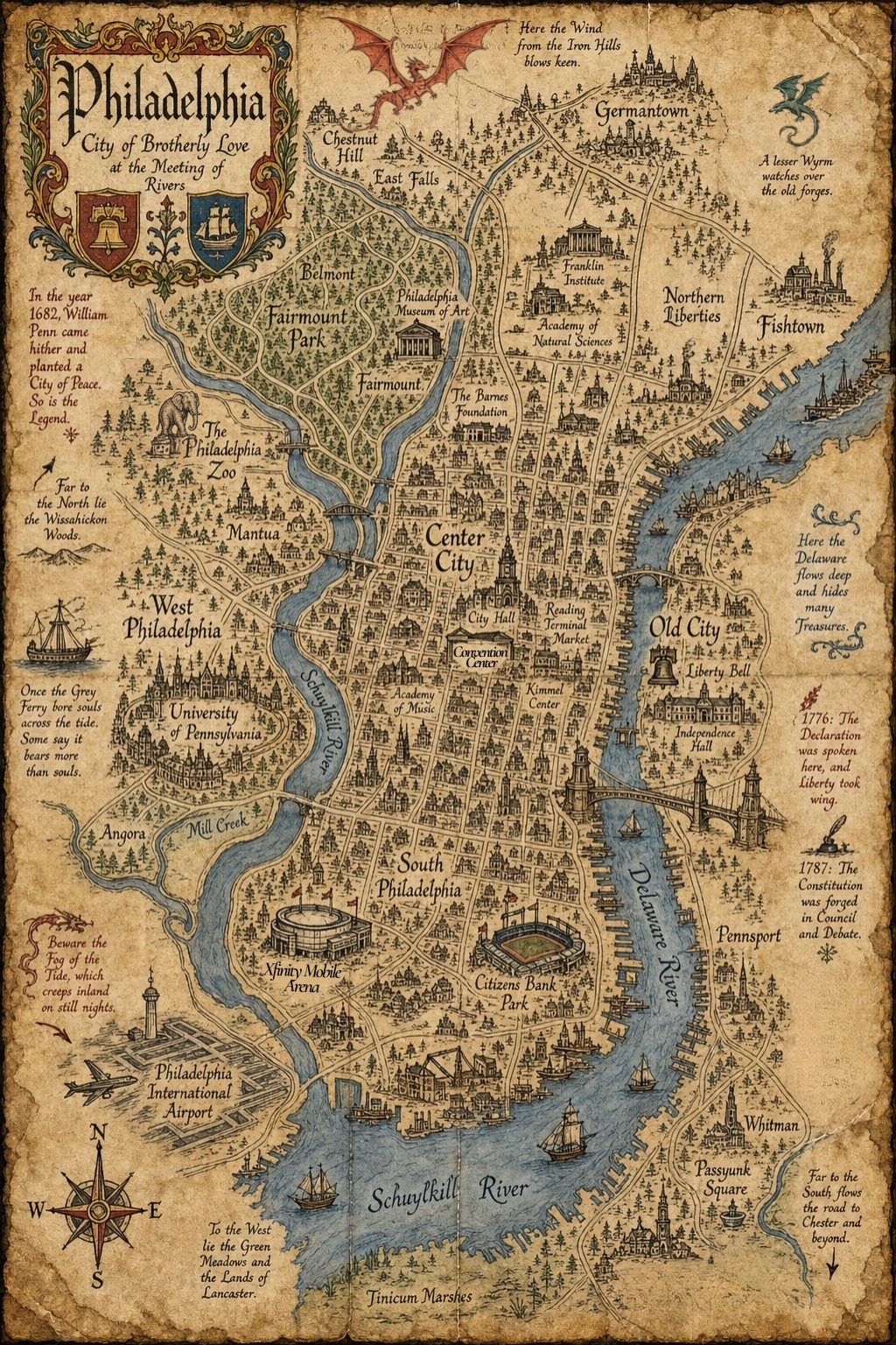 Fantasy map of Philadelphia, PA