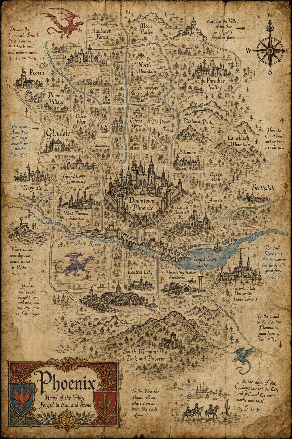 Fantasy map of Phoenix, AZ