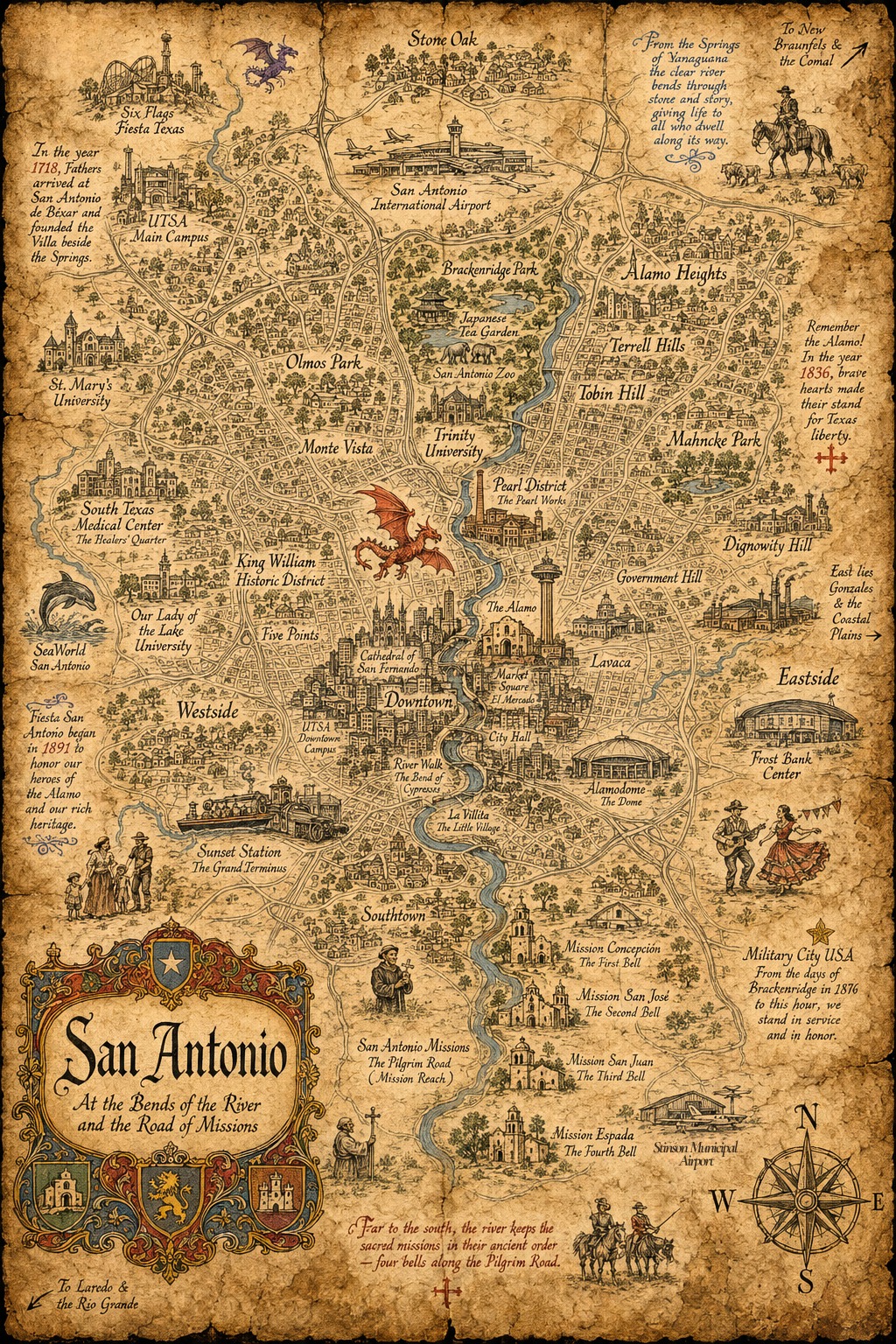 Fantasy map of San Antonio, TX