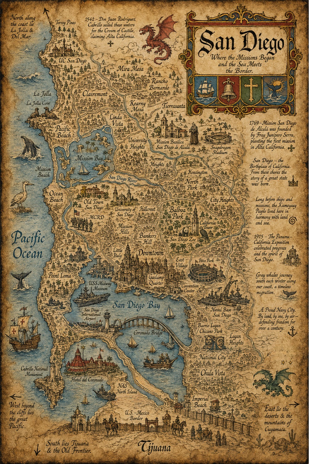 Fantasy map of San Diego, CA