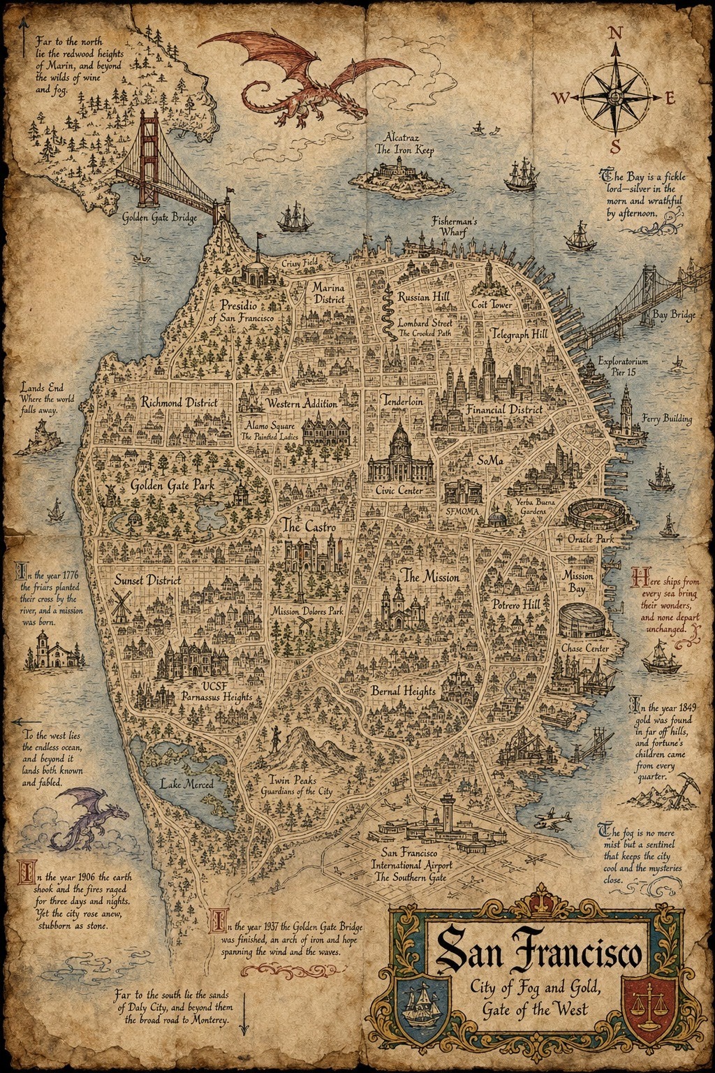 Fantasy map of San Francisco, CA