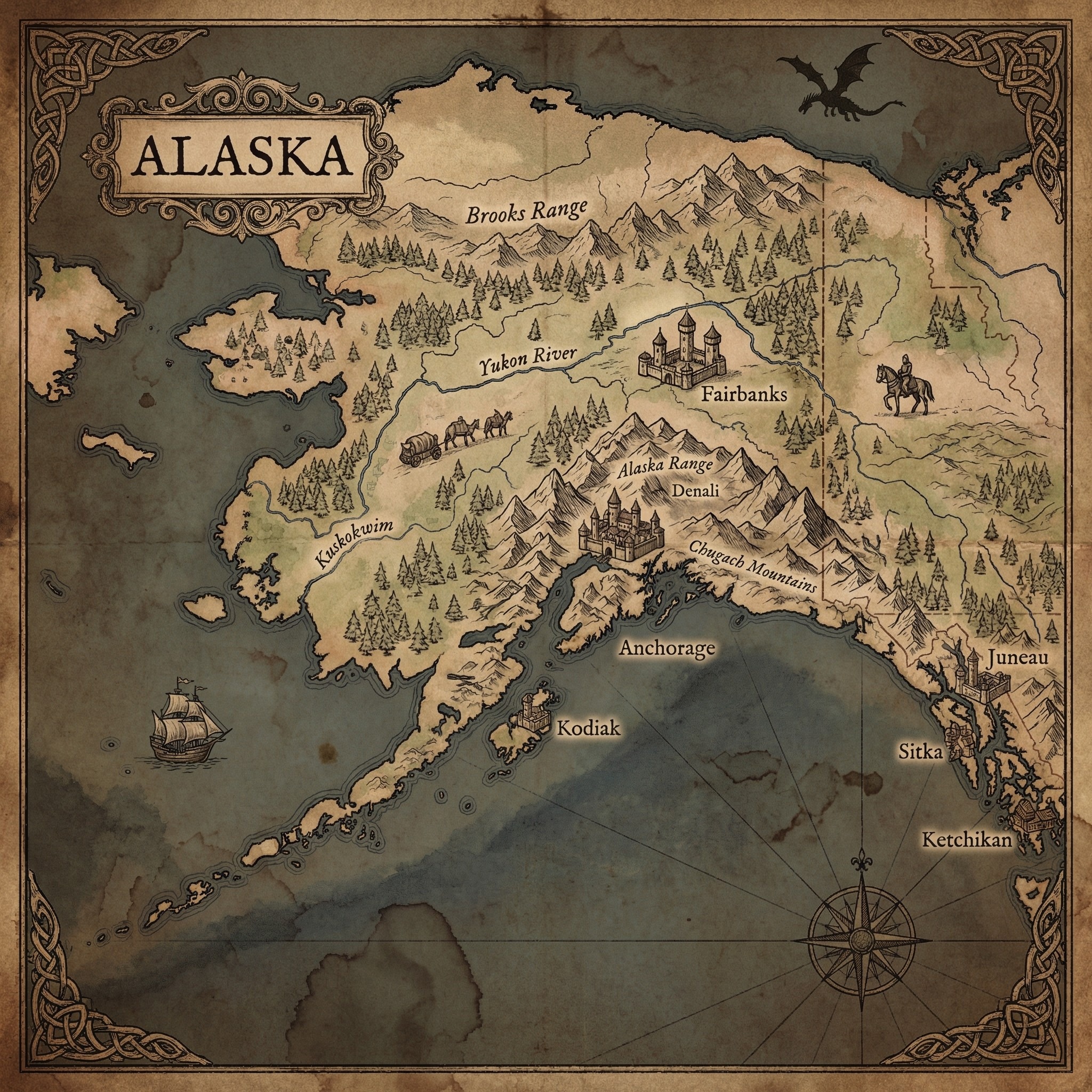 Fantasy map of Alaska