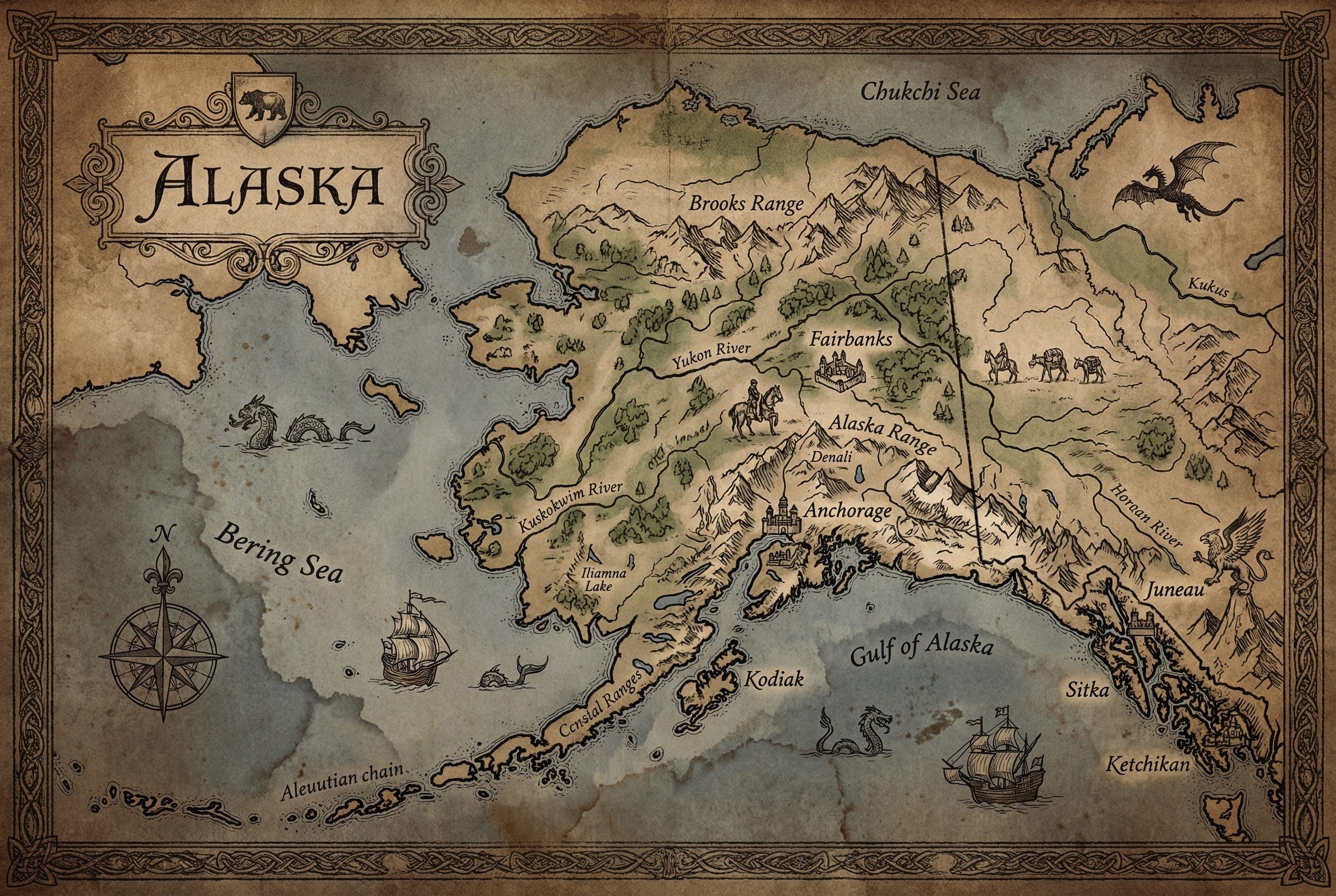 Fantasy map of Alaska