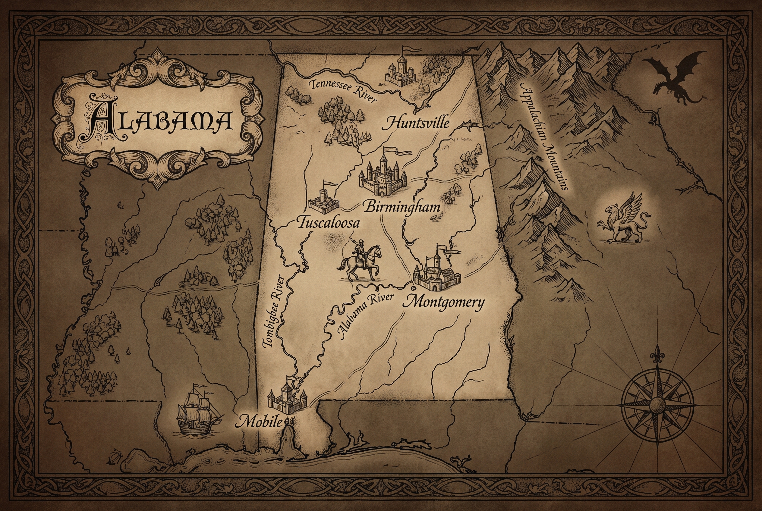 Fantasy map of Alabama