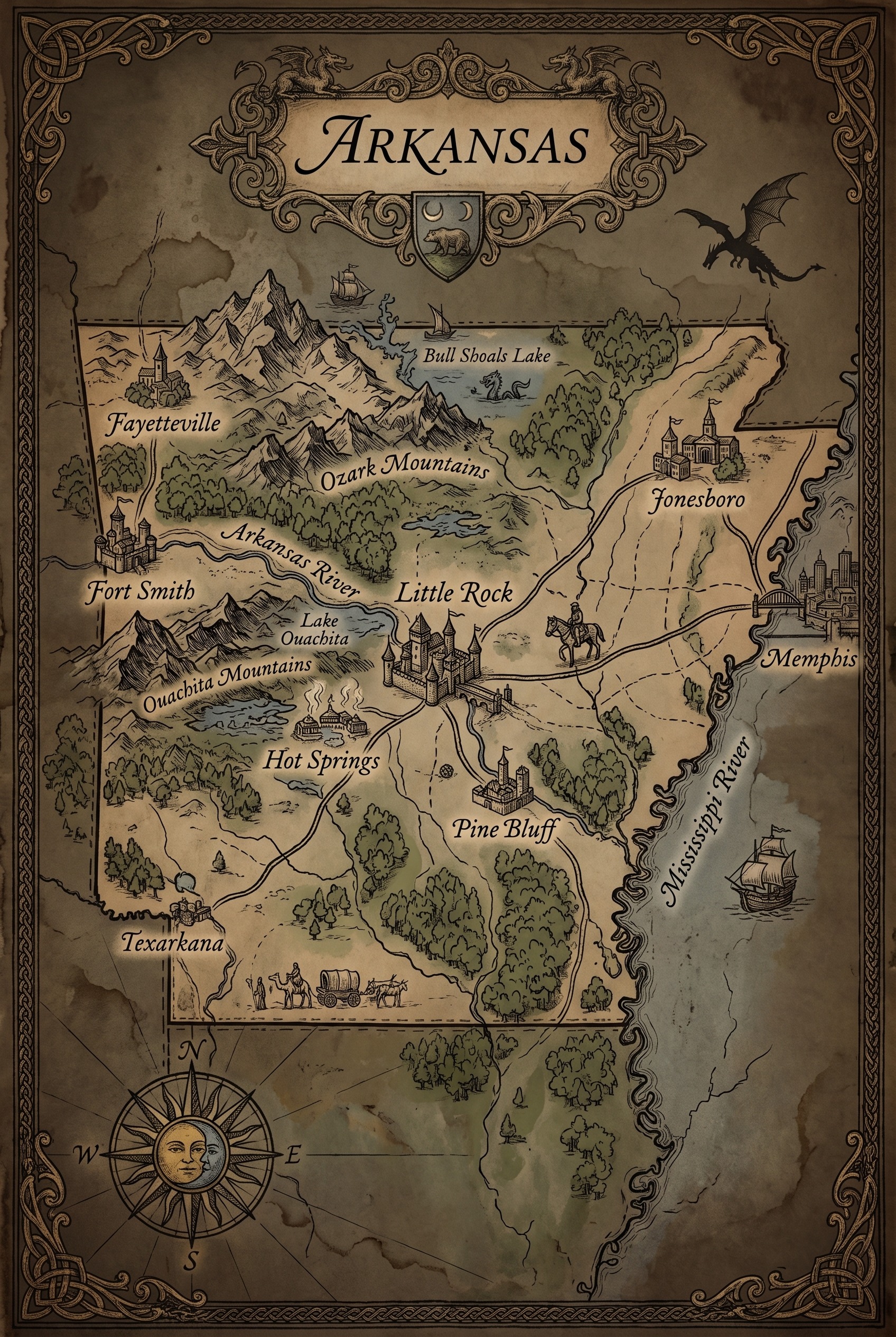 Fantasy map of Arkansas