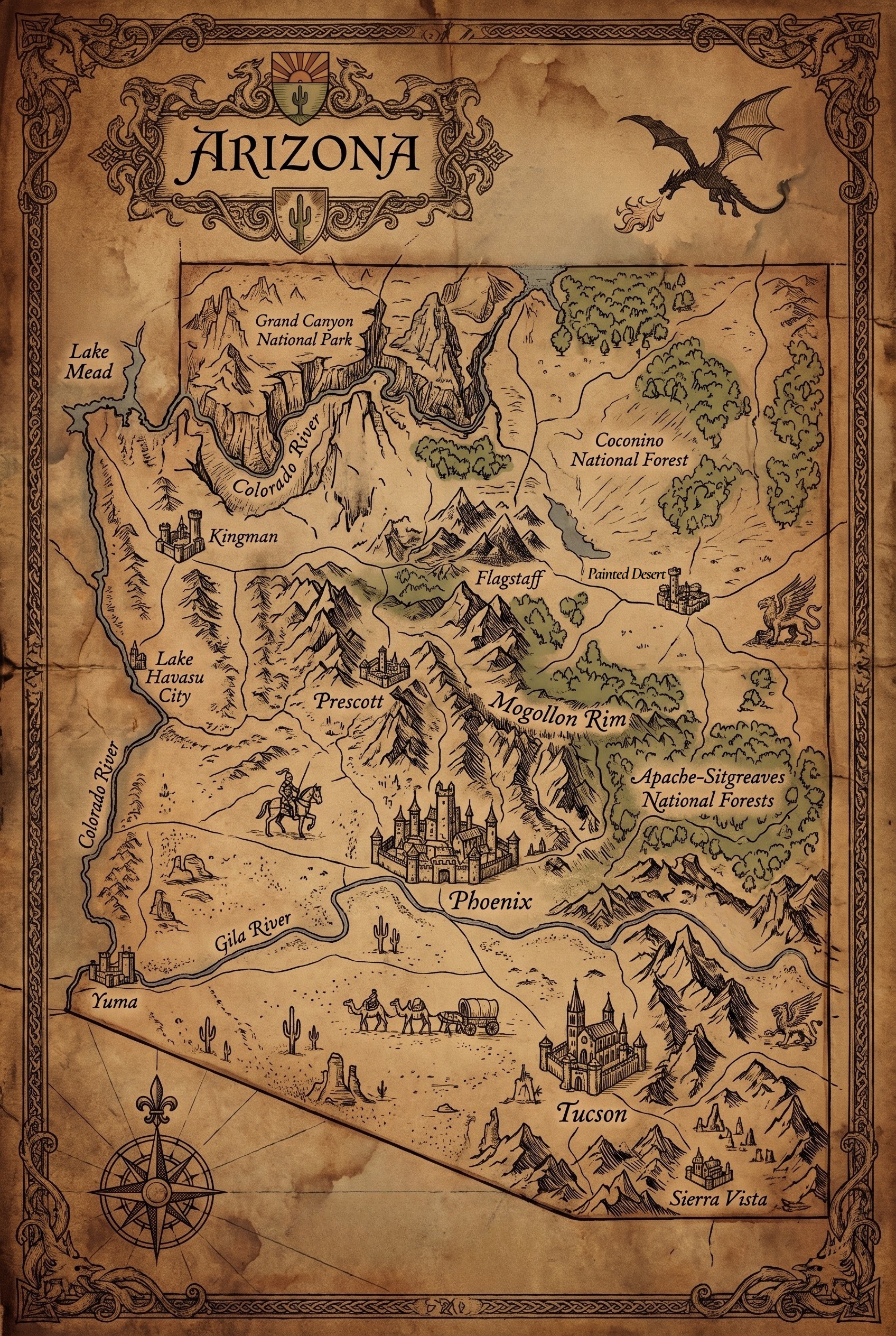 Fantasy map of Arizona
