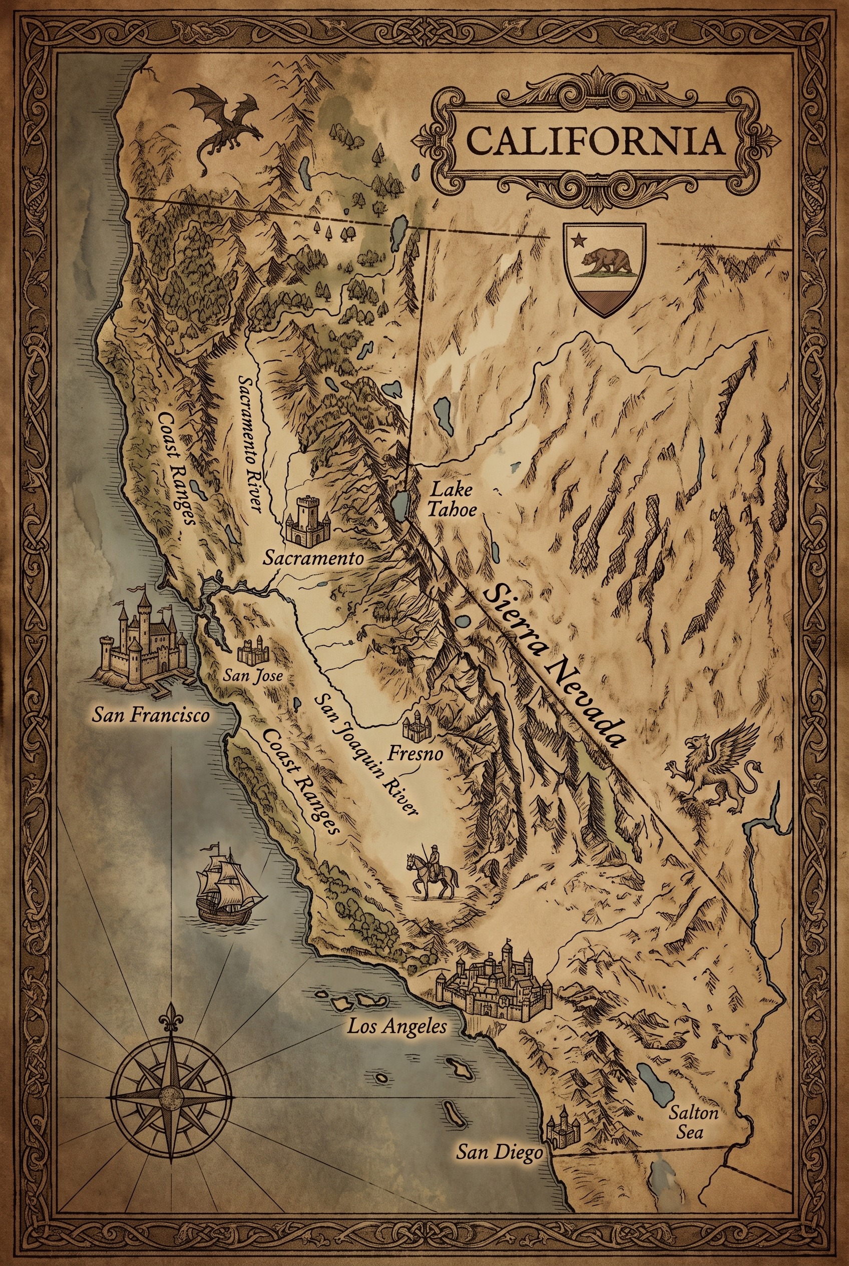 Fantasy map of California