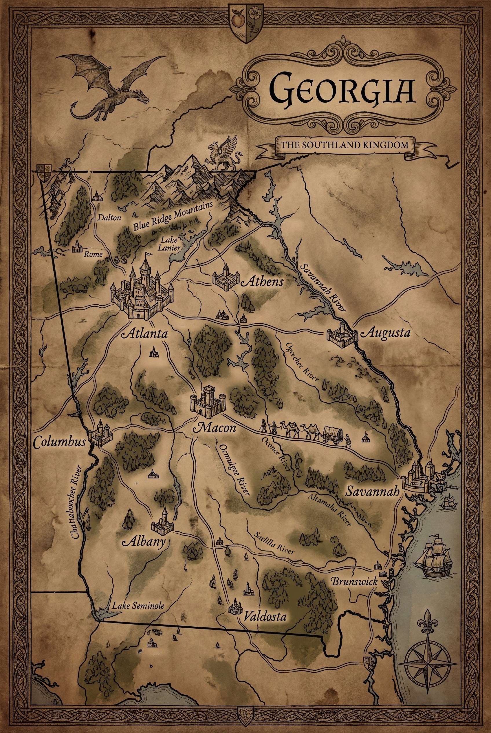 Fantasy map of Georgia