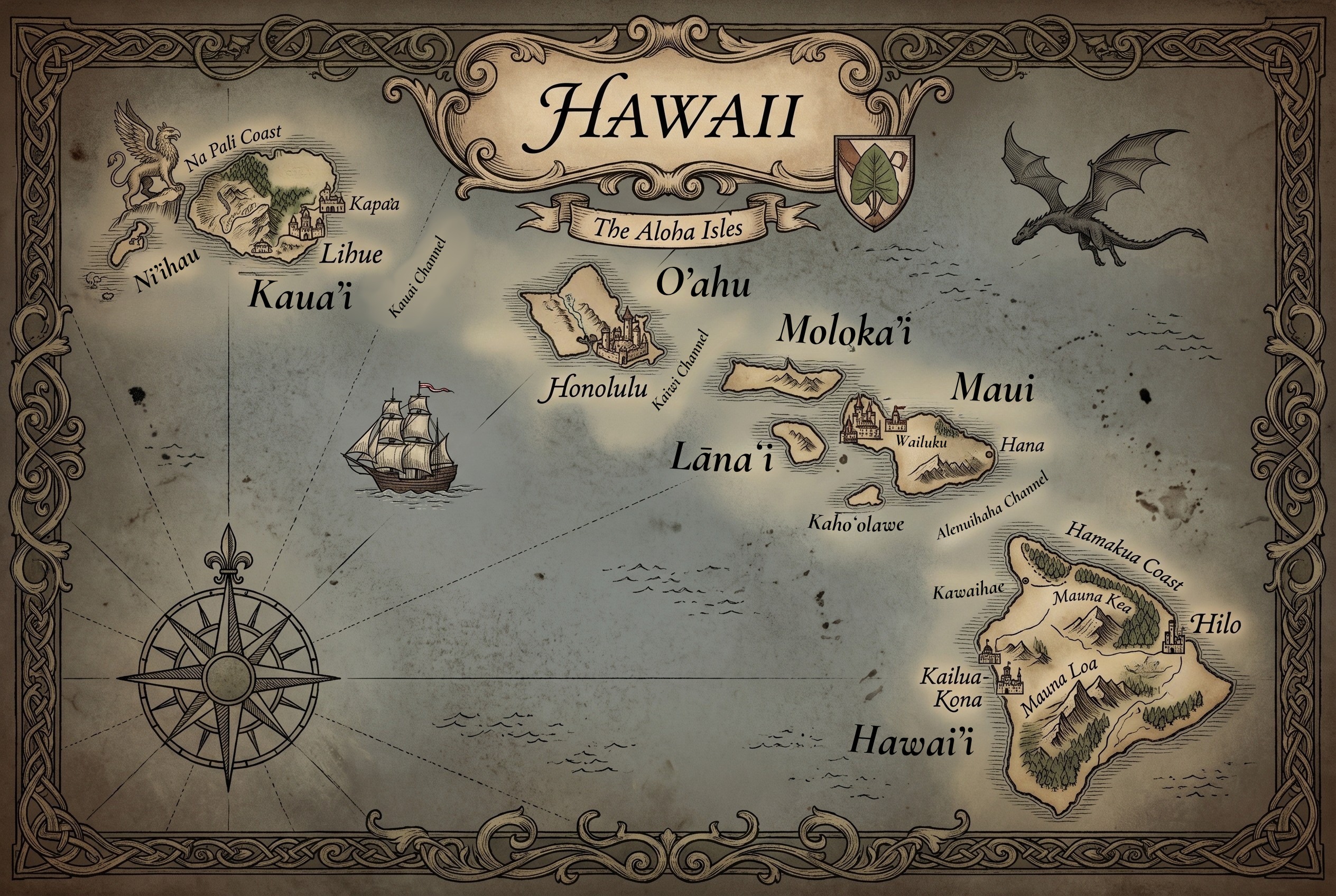 Fantasy map of Hawaii