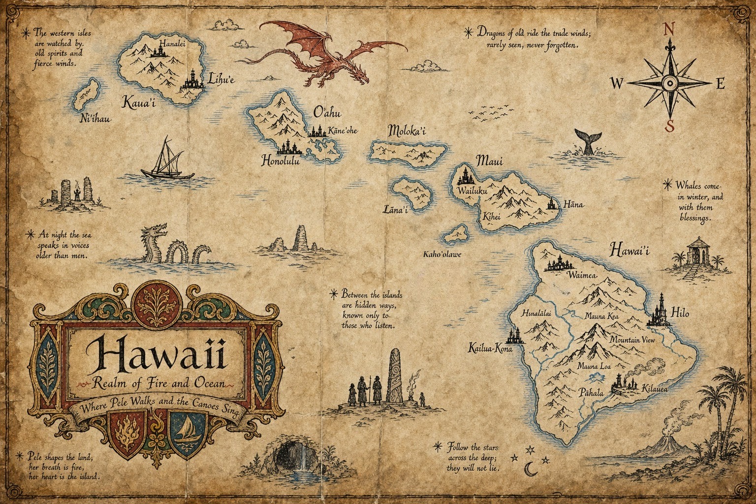 Fantasy map of Hawaii