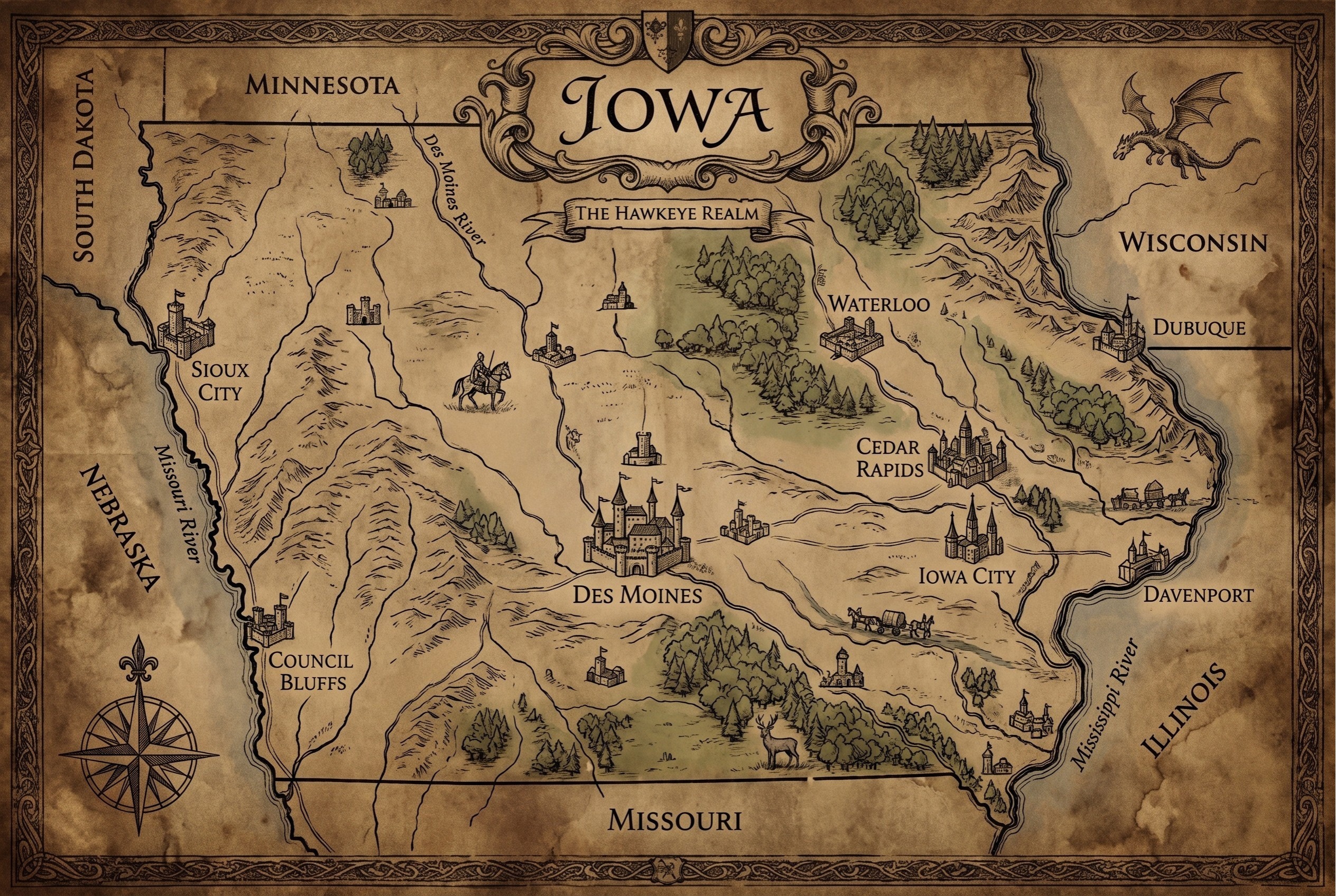 Fantasy map of Iowa
