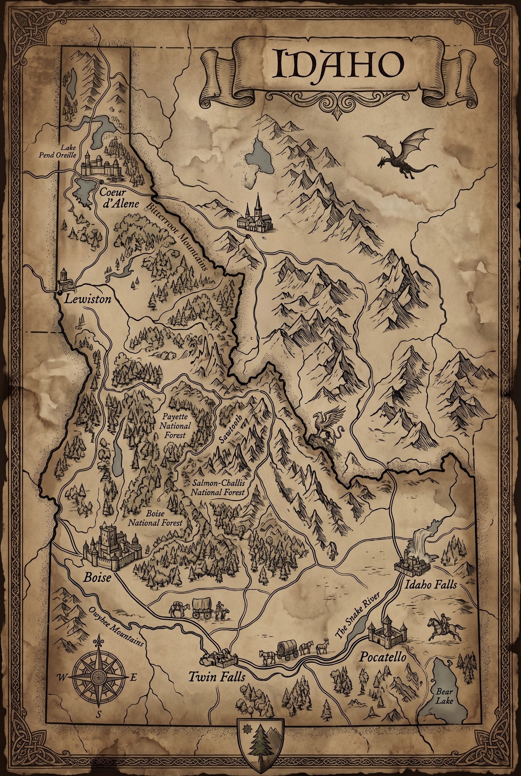 Fantasy map of Idaho