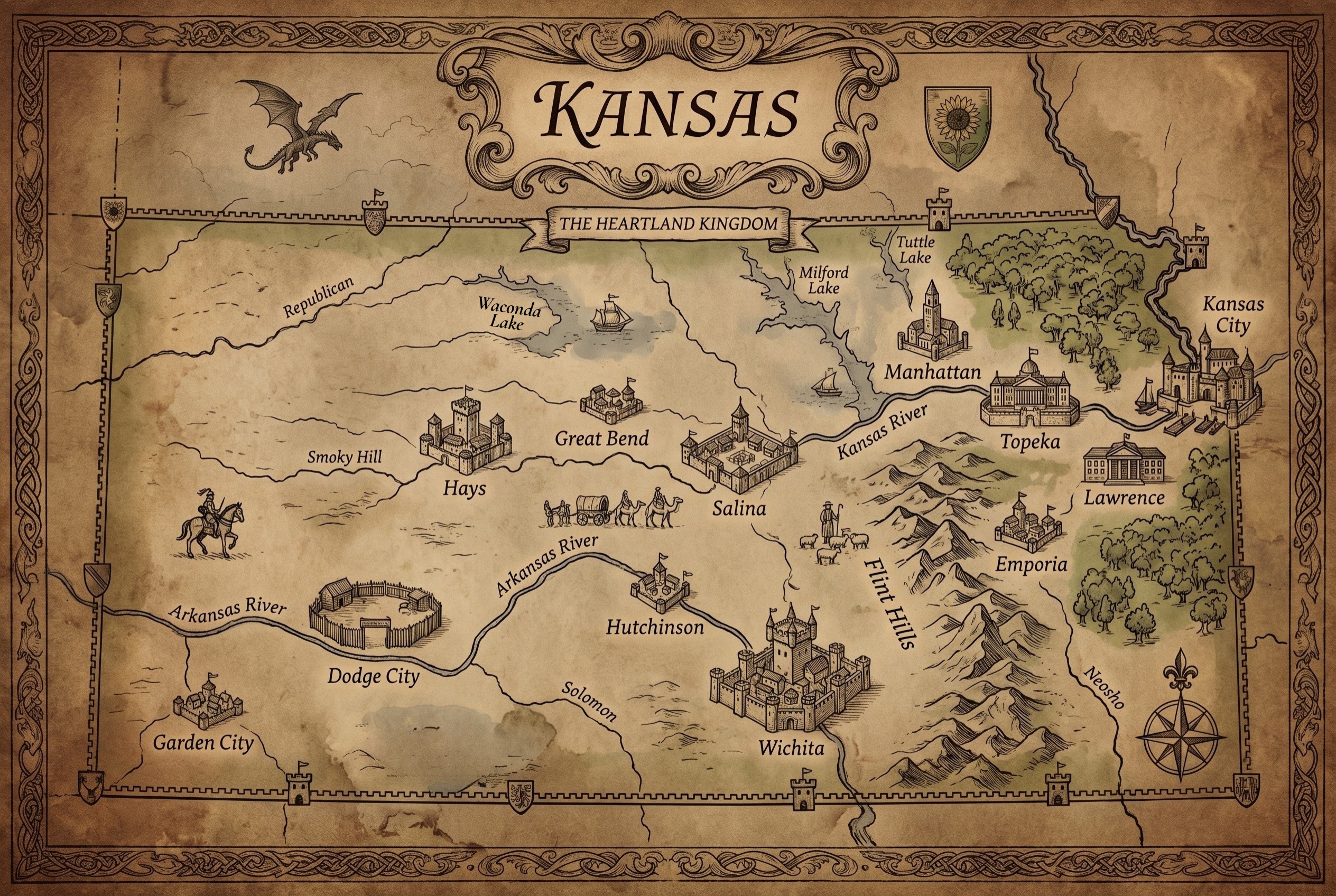 Fantasy map of Kansas