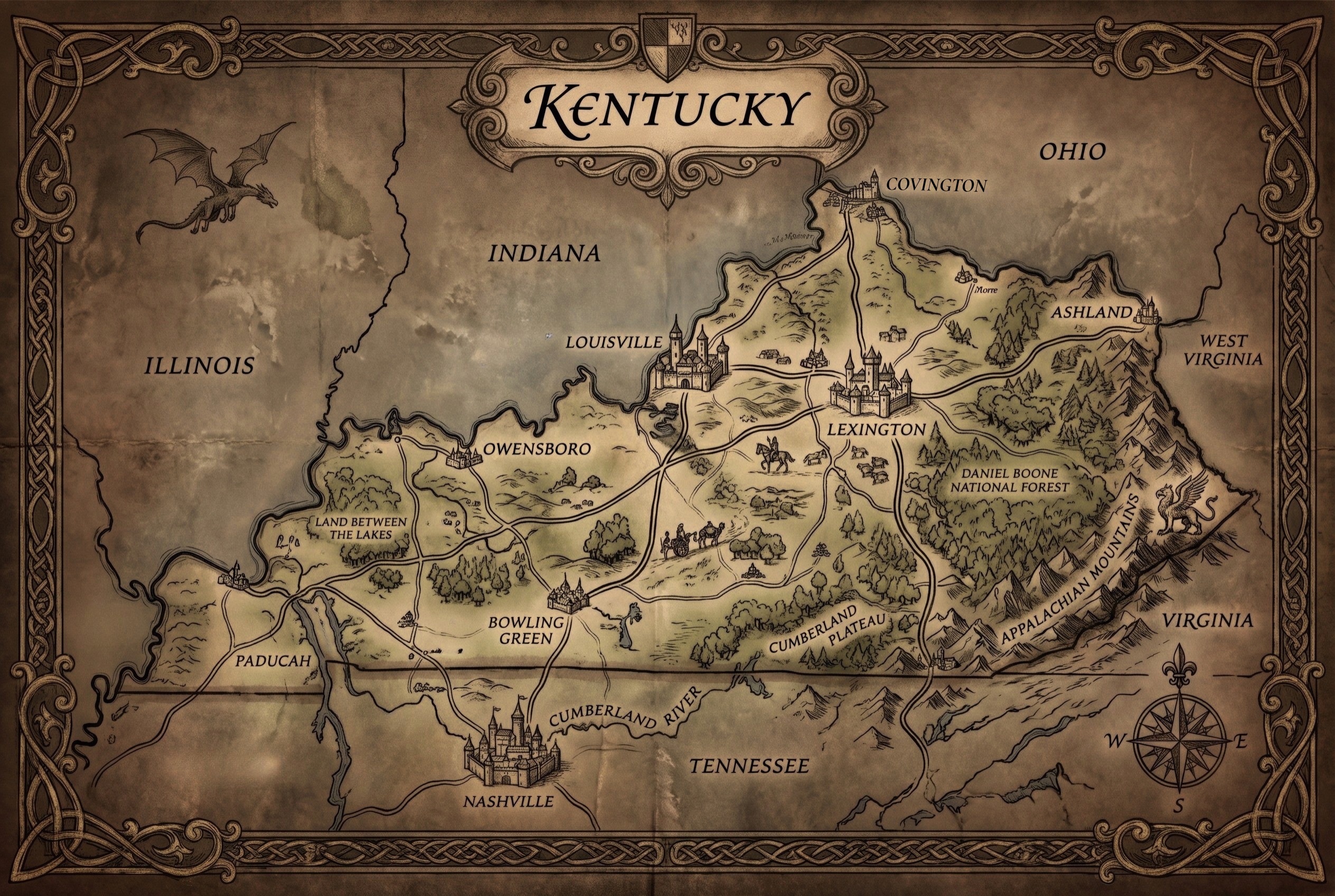Fantasy map of Kentucky