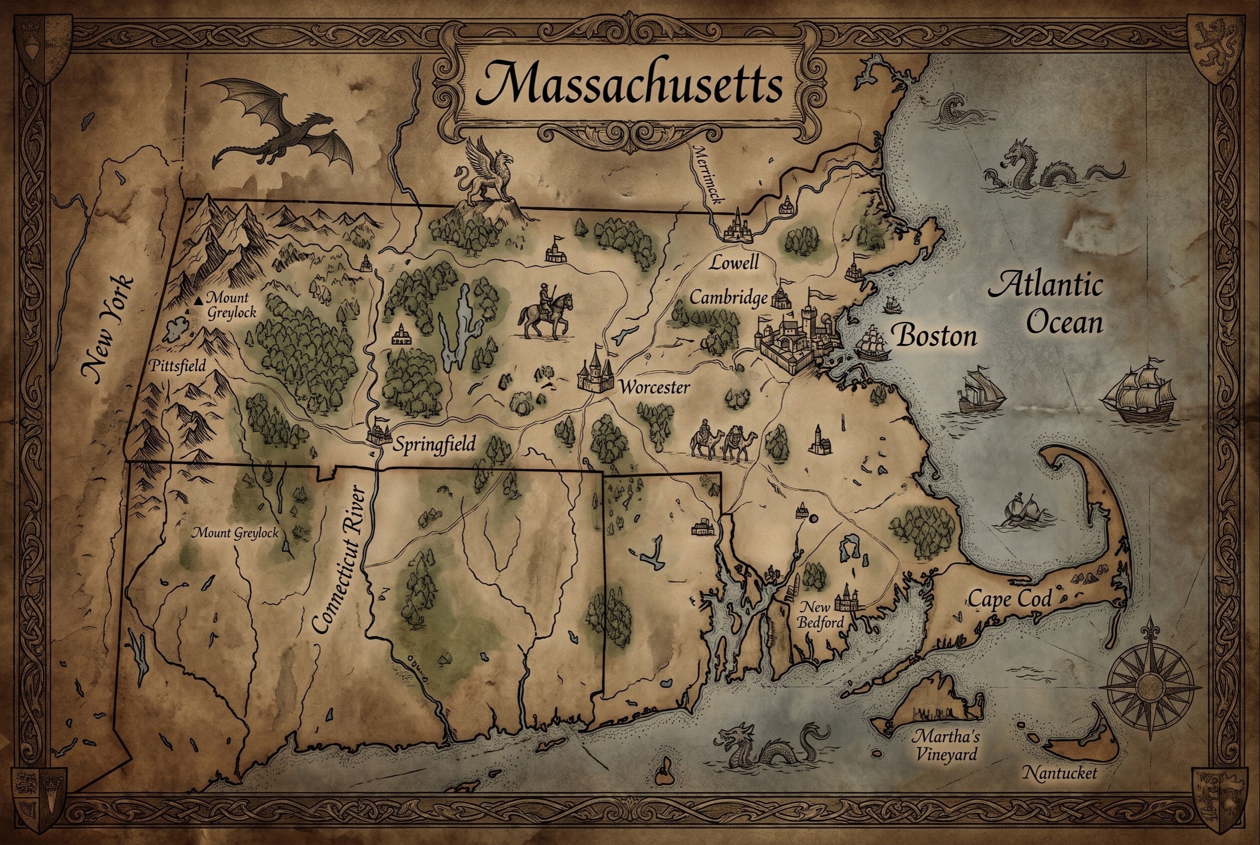 Fantasy map of Massachusetts