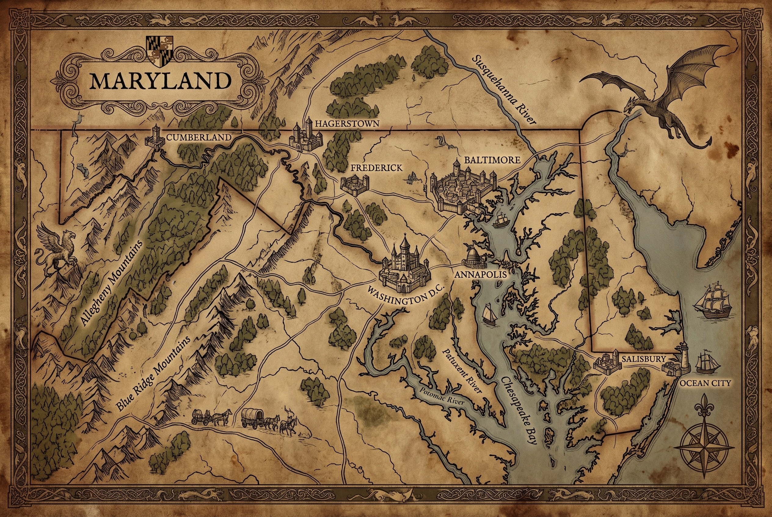 Fantasy map of Maryland
