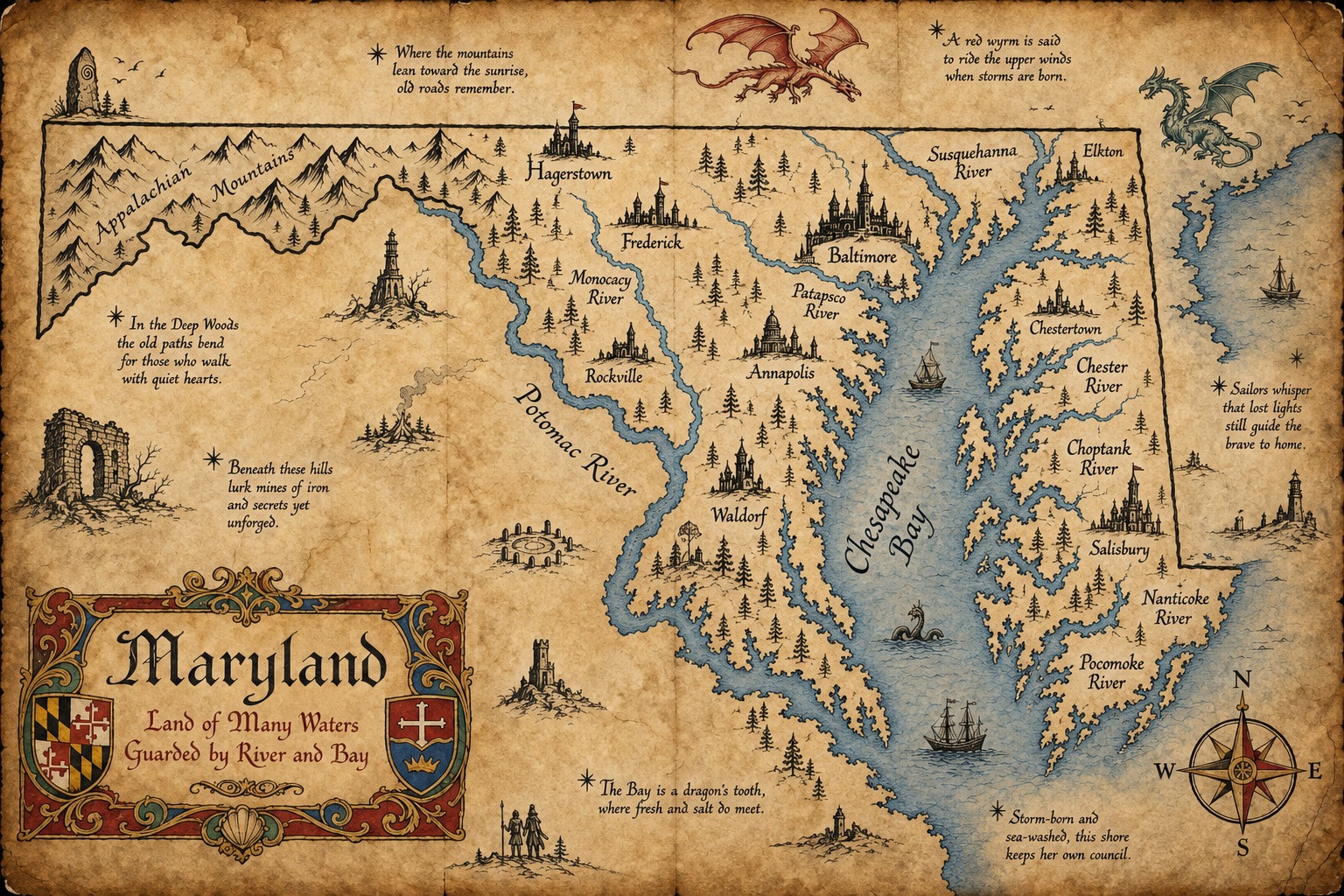 Fantasy map of Maryland