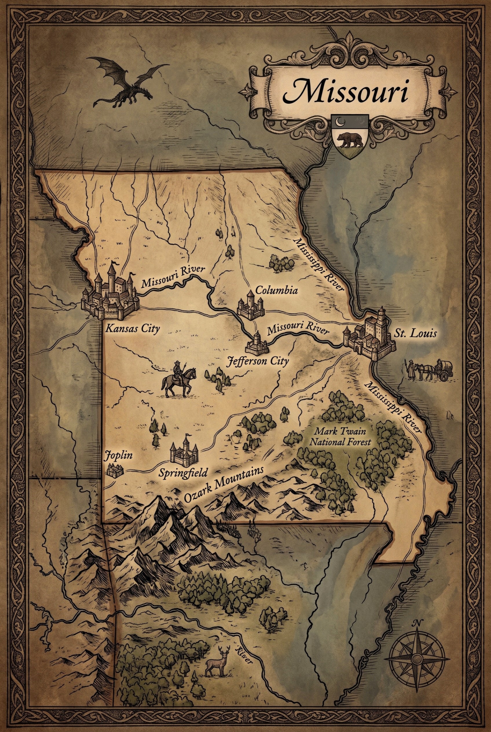 Fantasy map of Missouri