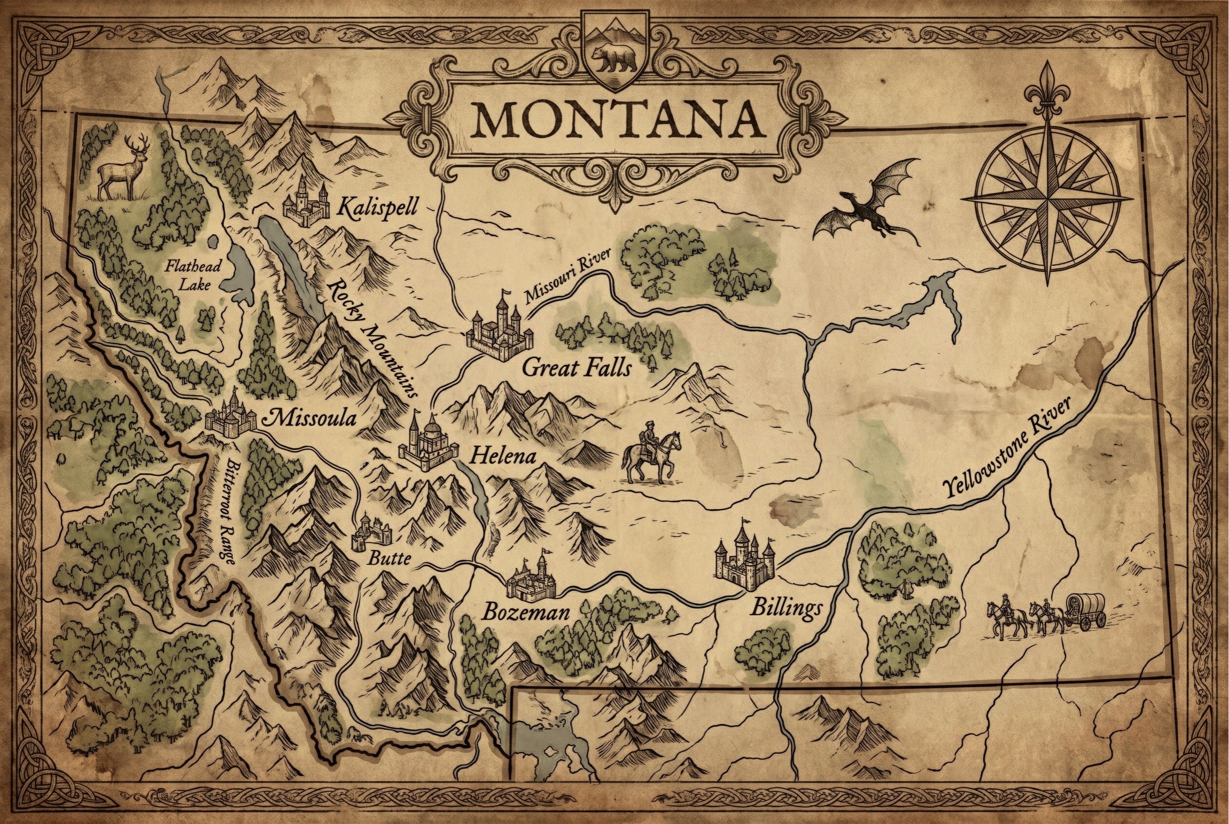Fantasy map of Montana