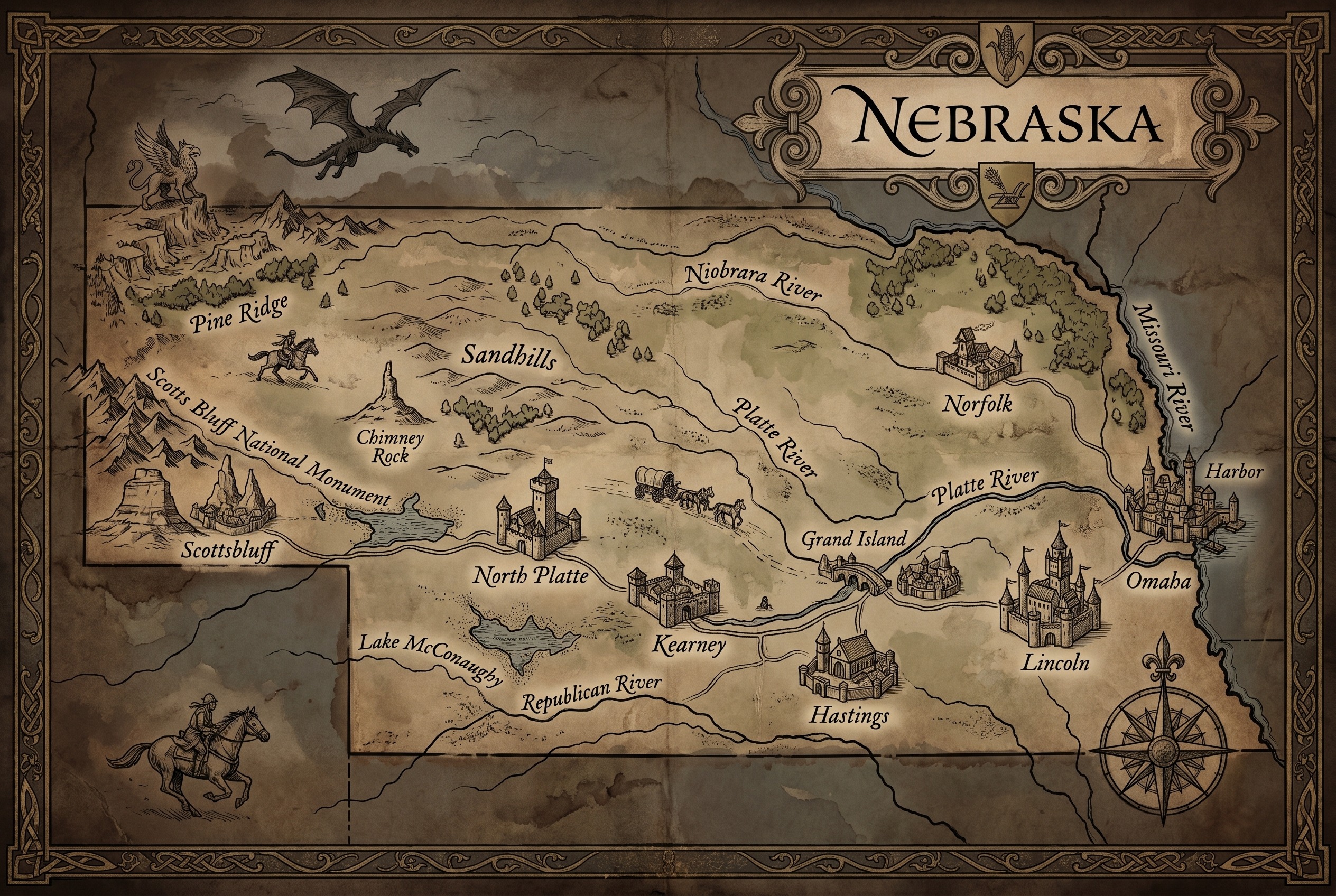 Fantasy map of Nebraska