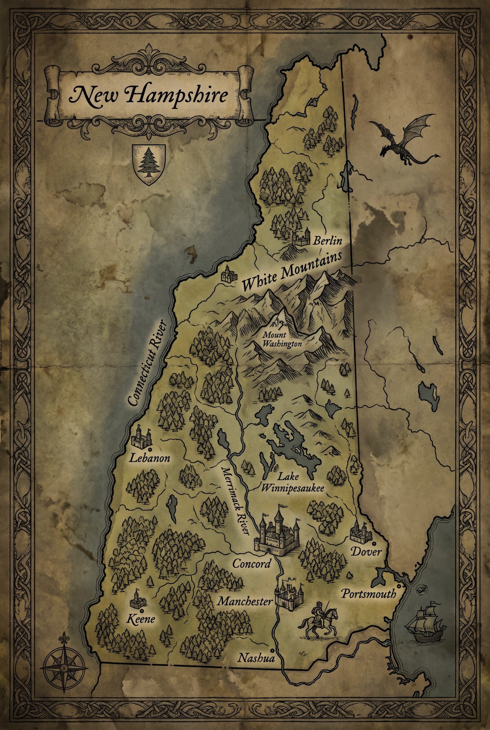Fantasy map of New Hampshire