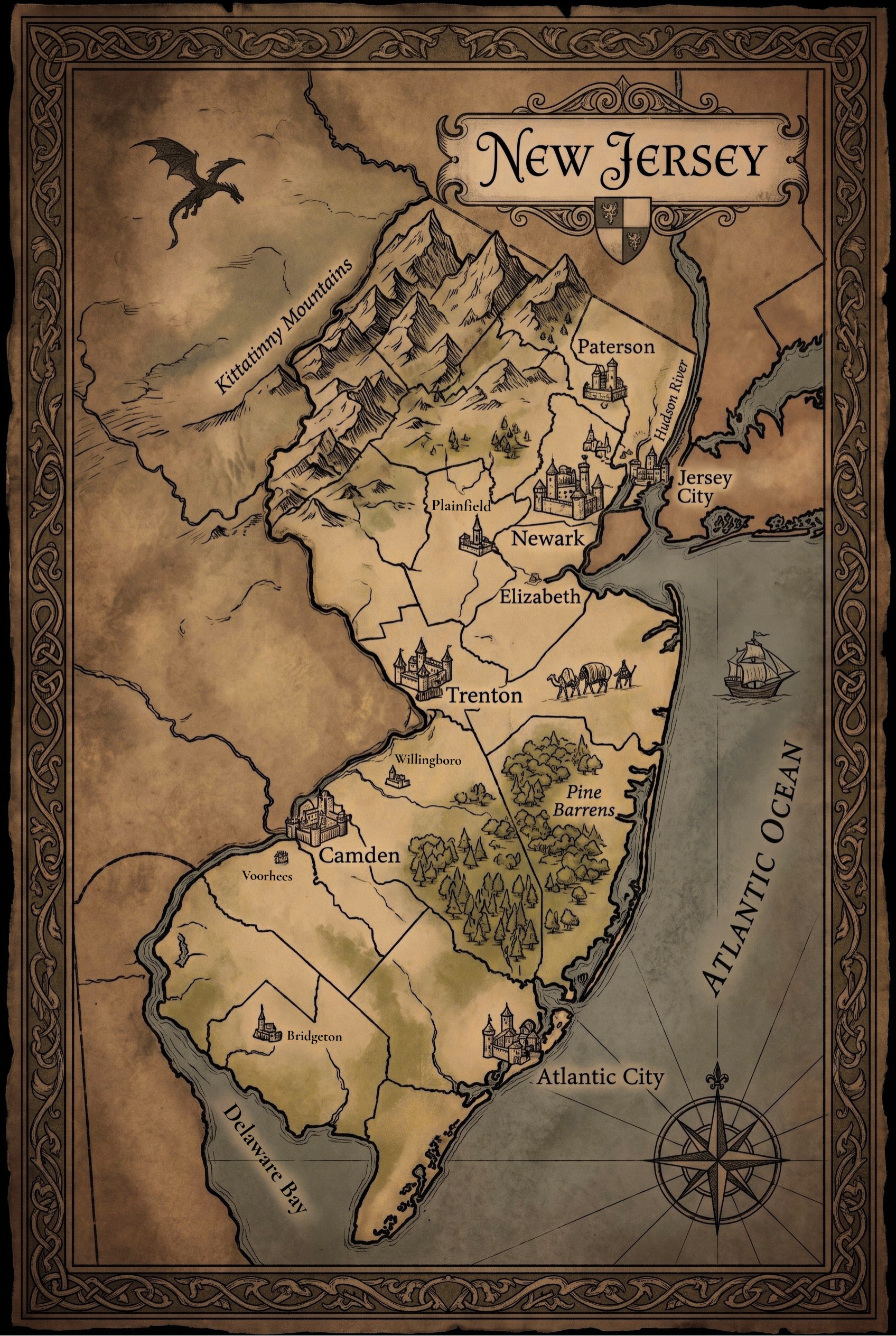 Fantasy map of New Jersey
