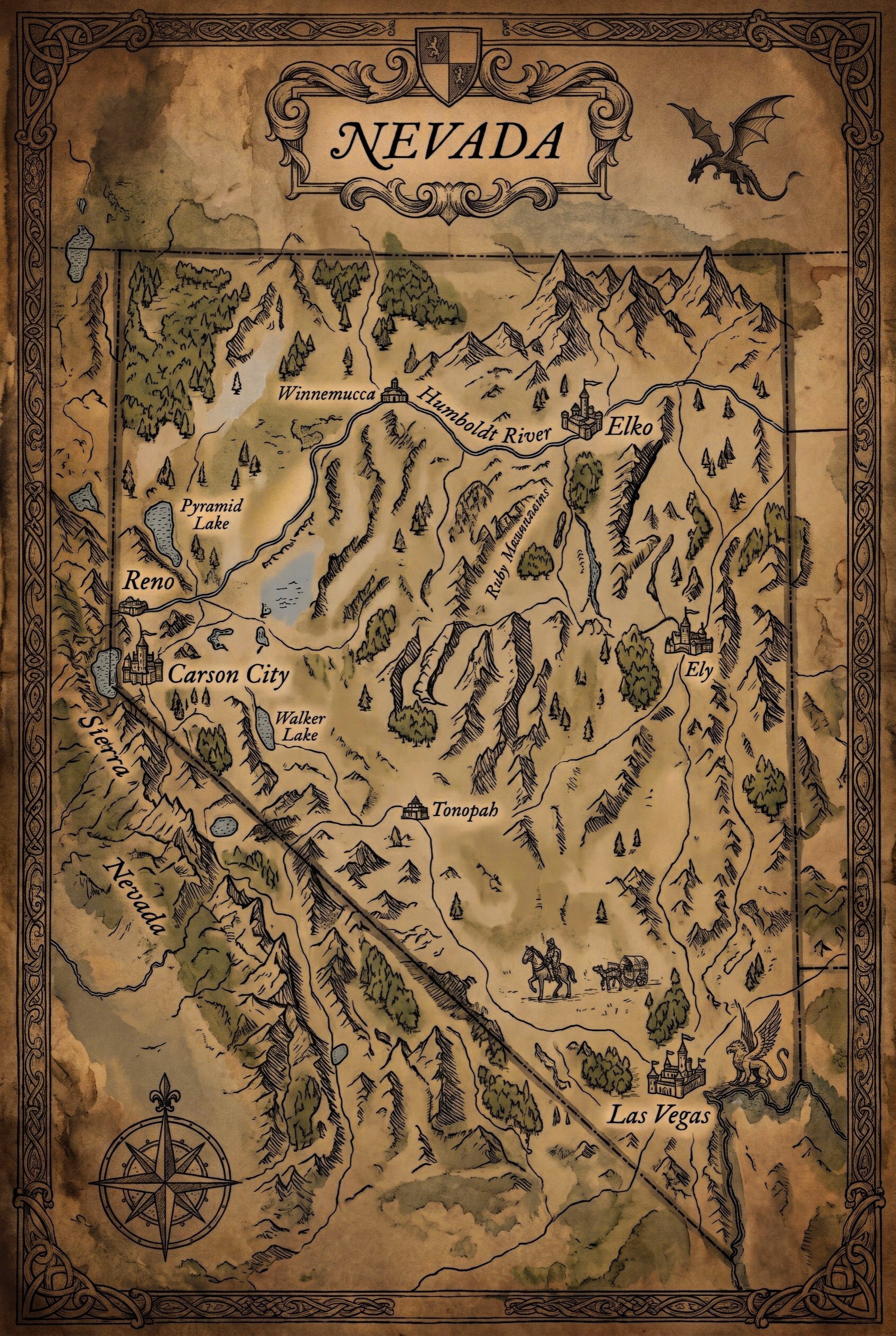 Fantasy map of Nevada