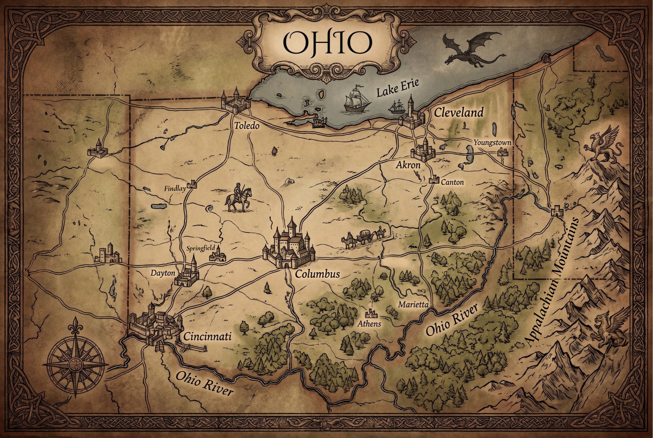 Fantasy map of Ohio