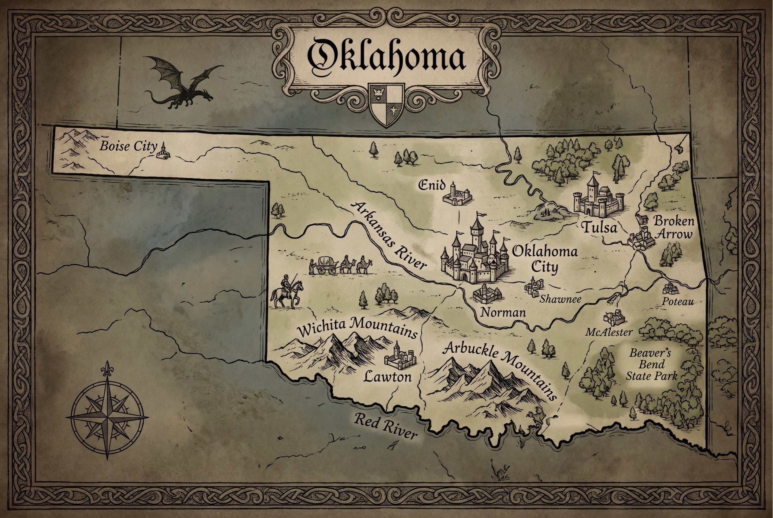 Fantasy map of Oklahoma