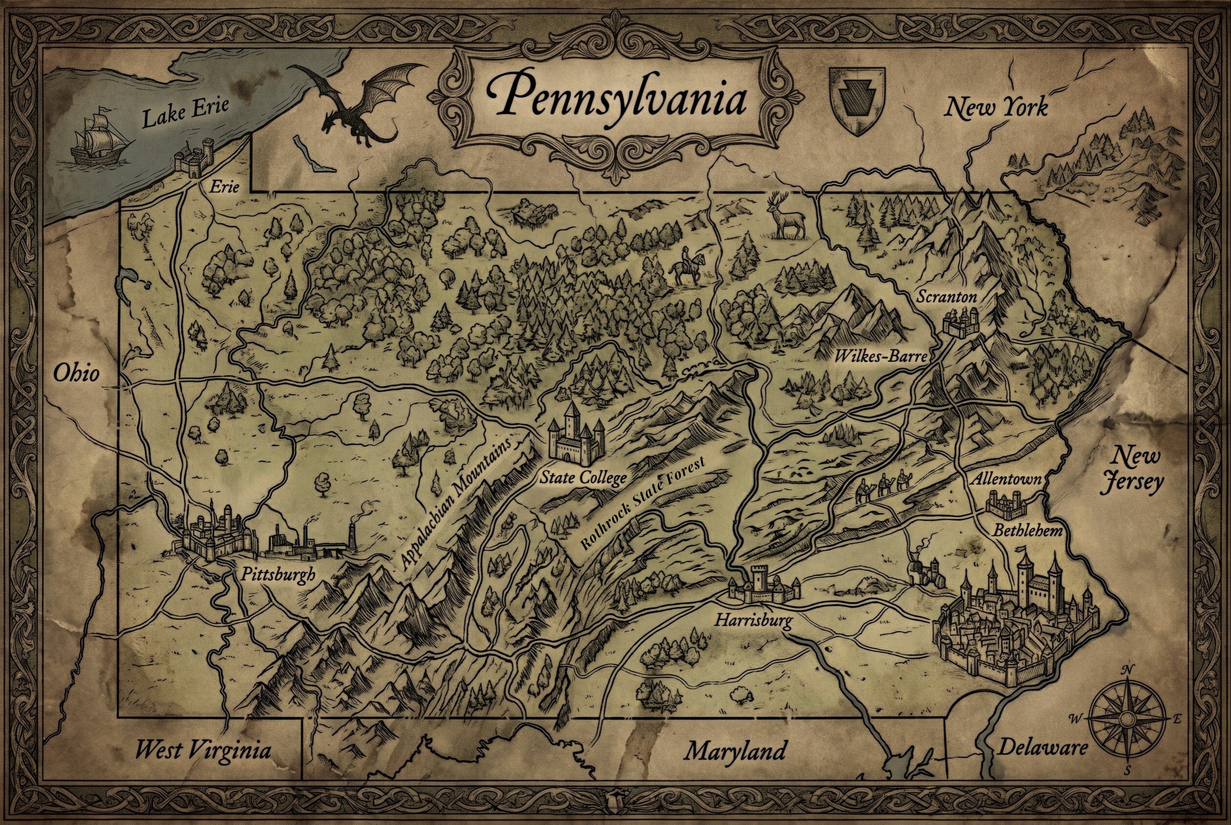 Fantasy map of Pennsylvania