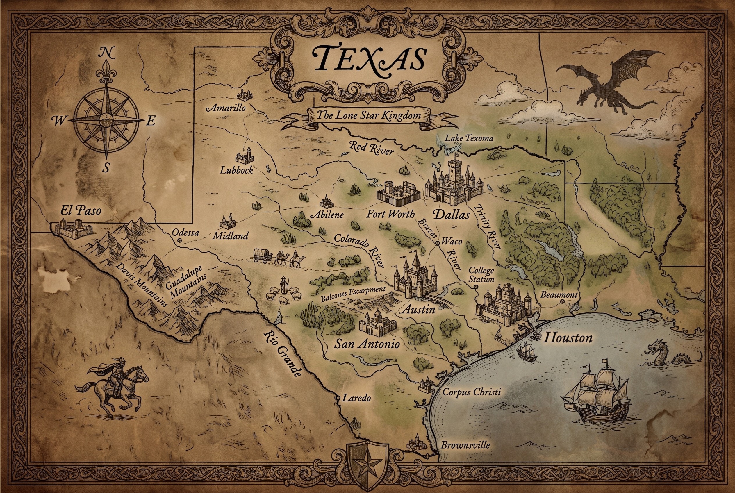 Fantasy map of Texas