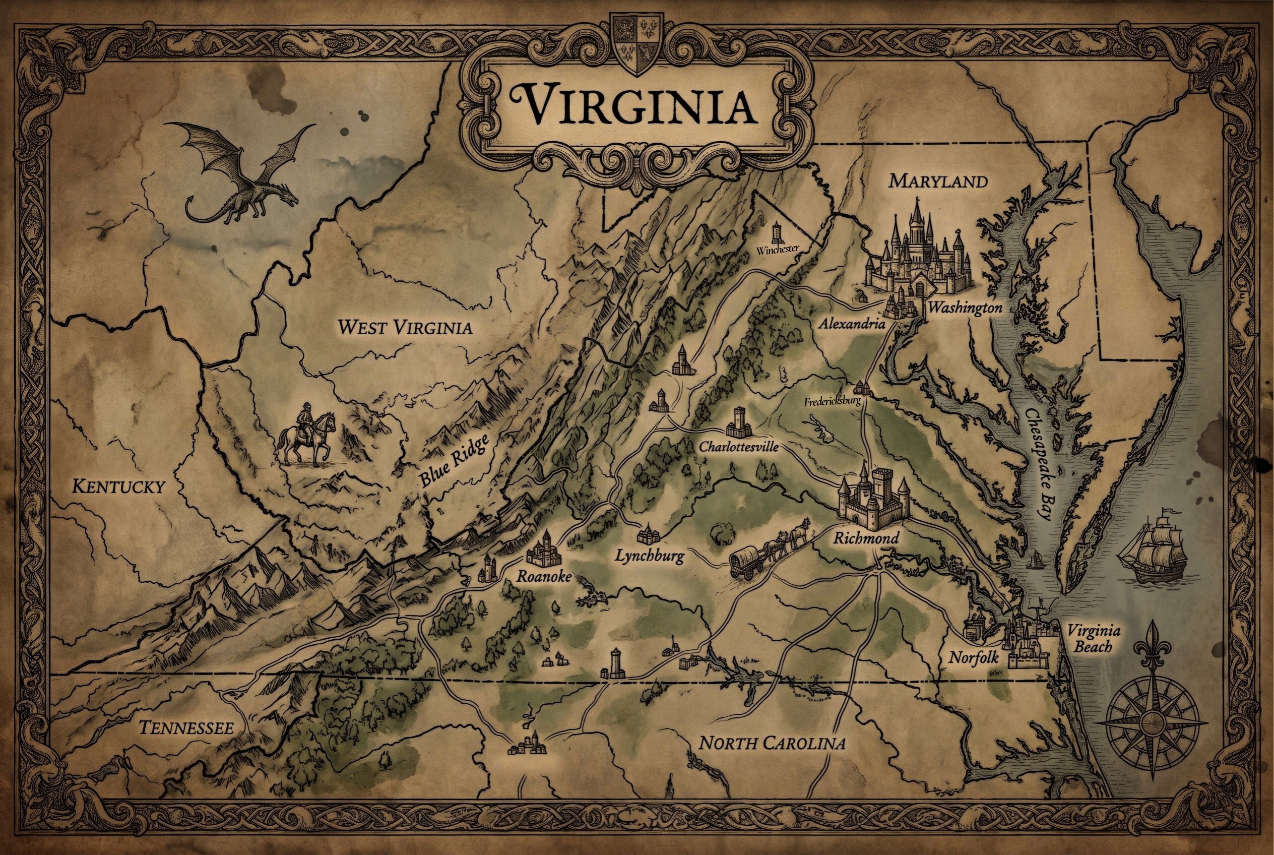 Fantasy map of Virginia