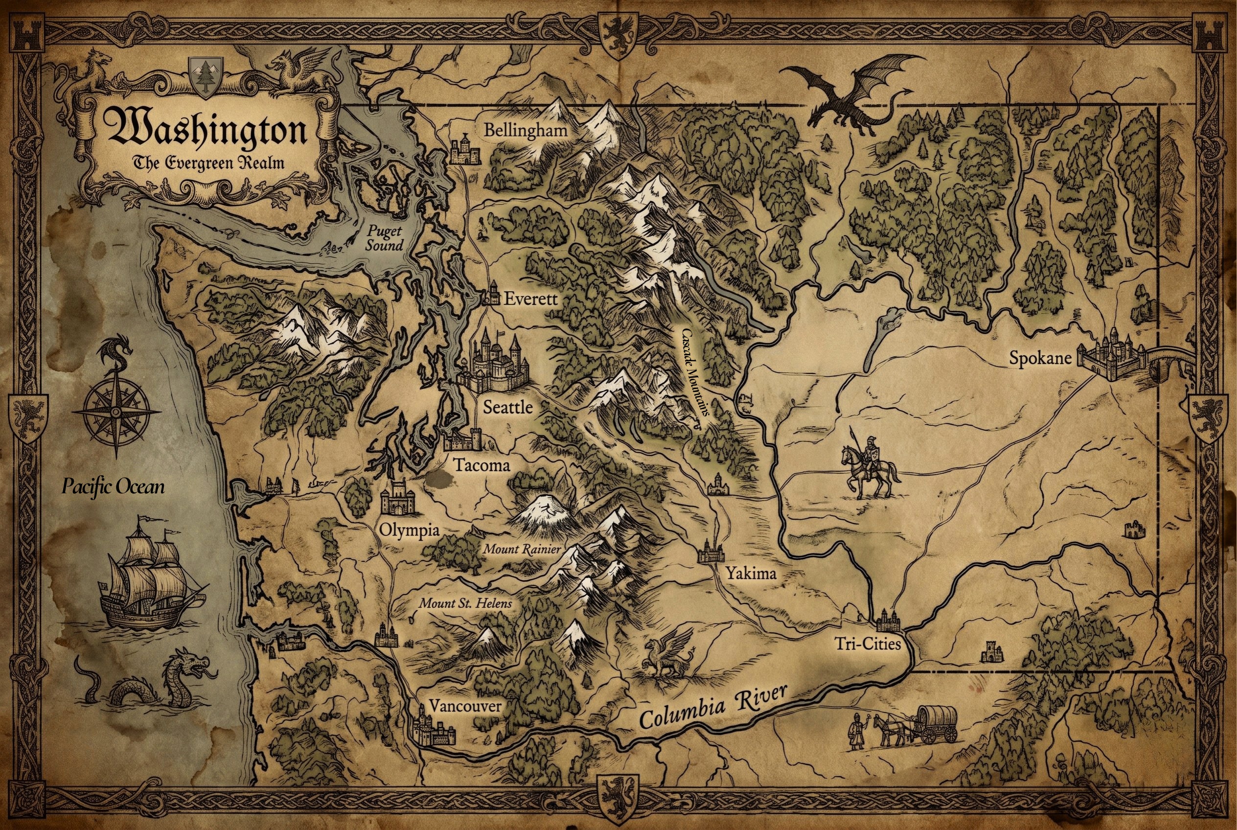 Fantasy map of Washington