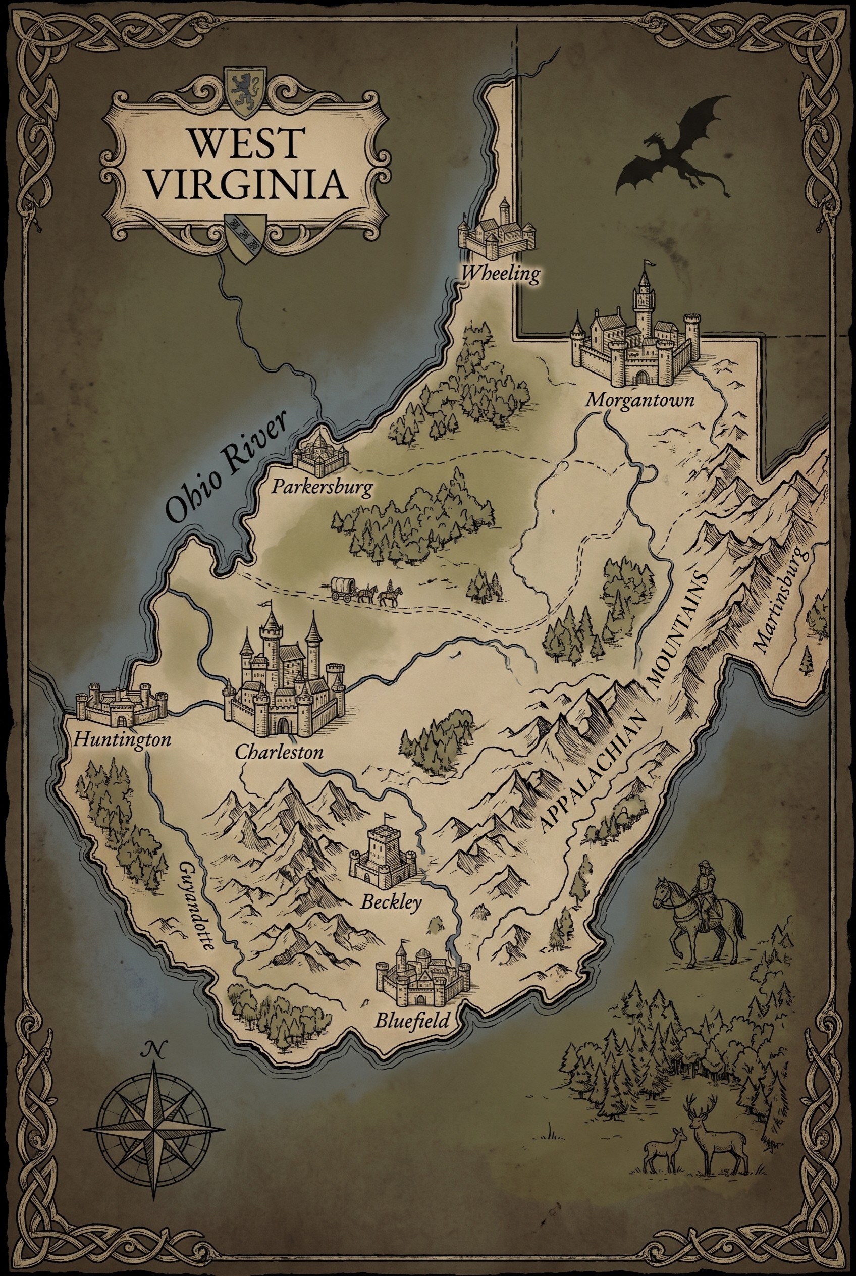 Fantasy map of West Virginia