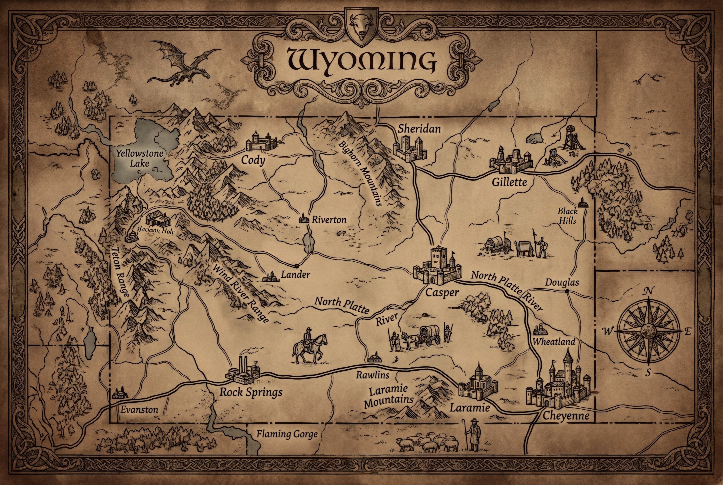 Fantasy map of Wyoming